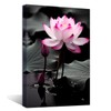 QIXIANG Zen Canvas Wall Art Pink Lotus Flower Paintings Black