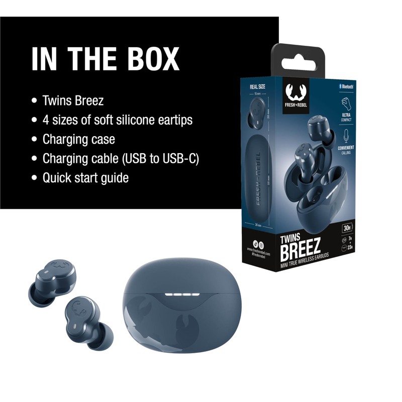Fresh 'n Rebel Twins Breez, True Wireless In-ear Bluetooth Earbuds,