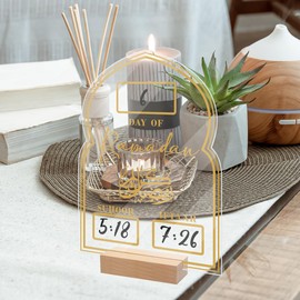 BSHYT Ramadan Mubarak Advent Calendar Arylic Countdown Calendars Home Decor,Write by Hand Eid Decorations/Ramadan Decorations for Home,Ramadan Ornament Kids Gift (B)