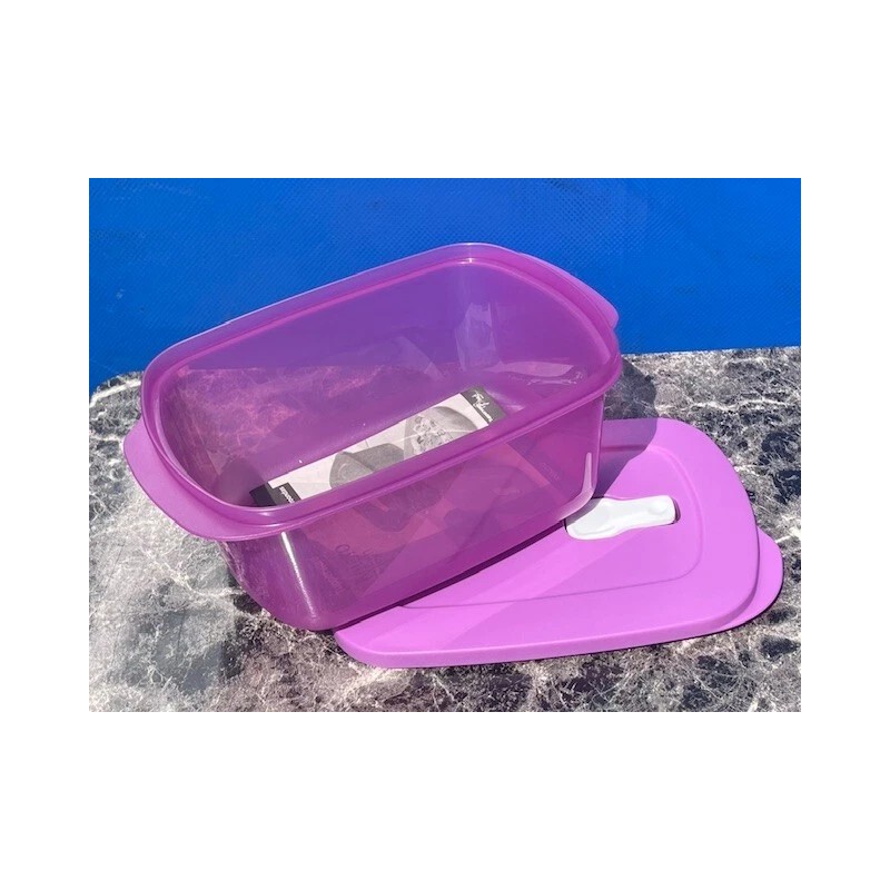 Tupperware Crystalwave Container 7cup / 1.7L Rectangular MicroFlash Mulberry New