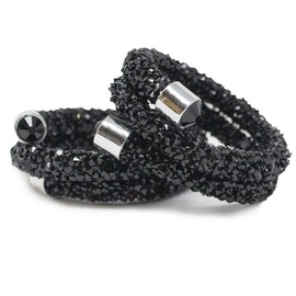 Unknown1 Sparkles Home Rhinestone Swirl Napkin Ring Set of 4 Black Modern Contemporary Crystal