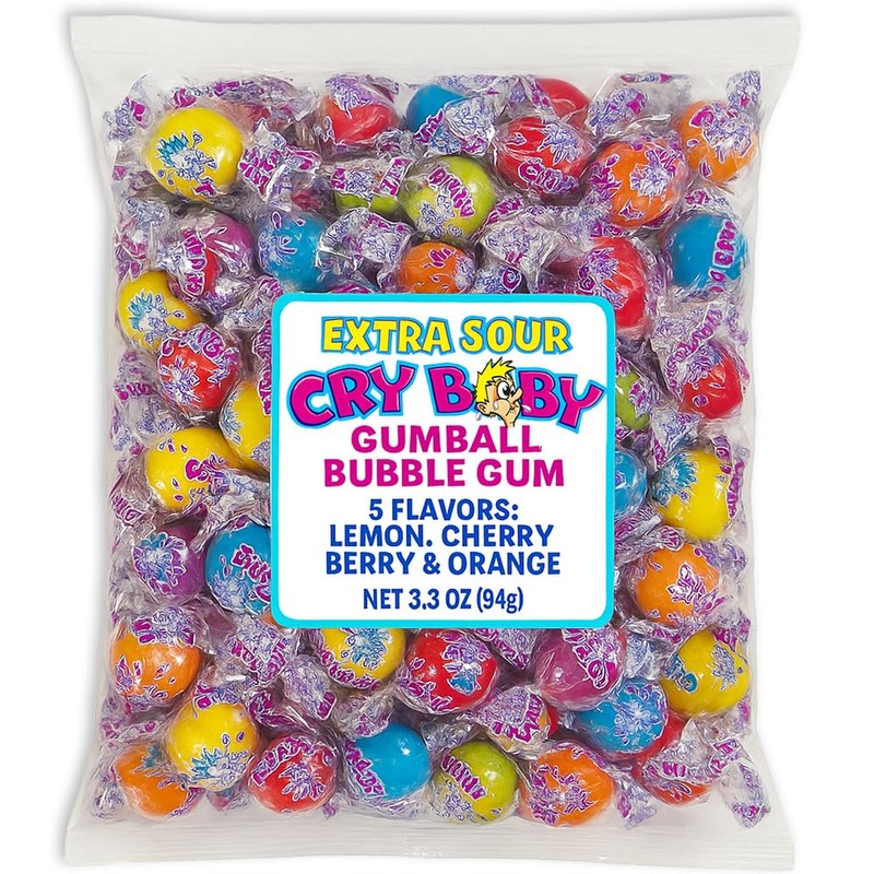 Extra Sour Fruit Gumballs, 4 Bags (3.3 oz Each) -
