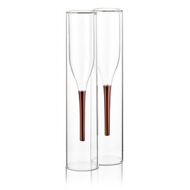 Thumbs Up Inside Out Champagne Flutes, Clear, Set of 2
