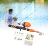 1.5m Kids Fishing Pole Orange Mini Portable Retractable Foldable Beginner