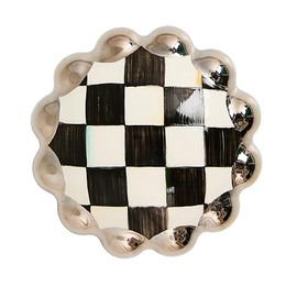MACKENZIE-CHILDS Round Knob, Decorative Drawer Pull Knob, Gray-and-White Sterling Check