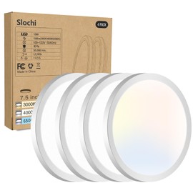 4PACK LED Flush Mount Ceiling Light Fixture, 3000K-4000K-6500K & 100W Equivalent Modern Kitchen Recessed Ceiling Lamp 15W 1500Lm 7.5 Inch Closet Round Surface for Bathroom Laundry Bedroom Hallway