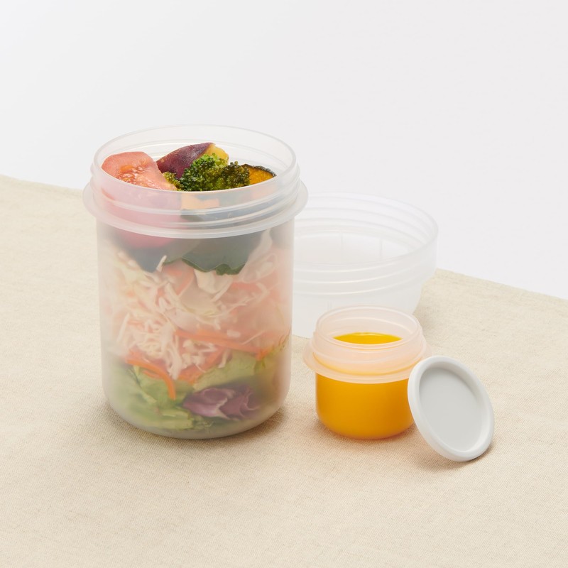 MUJI 84683848 Lunch Capsule with Topping Cup, Clear, 11.8 fl