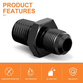 GASHER 5PCS Black 6AN Male Flare to 1/4" NPT Male Pipe Fitting Straight Aluminum Adapter Fitting