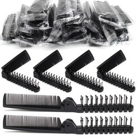 Seimneire Portable Travel Folding Hair Comb, Mini Pocket Foldable Hair Brush, Double Headed Anti-static Comb for Women Men - 60 Pcs Black