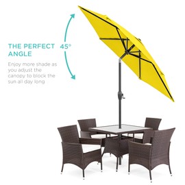 Best Choice Products 7.5ft Heavy-Duty Round Outdoor Market Table Patio Umbrella w/Steel Pole, Push Button Tilt, Easy Crank Lift - Yellow