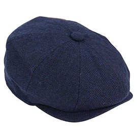 TruClothing Mens Tweed Newsboy Cap Baker Boy Flat Check Grandad Hat Blinder 8 Panel Navy L