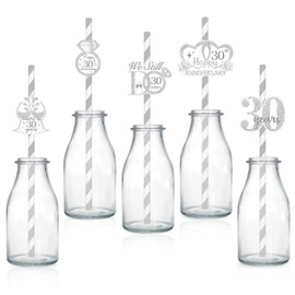 30Pcs 30th Anniversary Party Straw, 30th Anniversary Paper Straw Decorations 30th Pearl Wedding Drinking Straws We still do 30 years Cheer to 30 years Party Favor for 30th Engagement Party Supplies