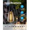 TONGZESS 60FT(50+10) String Lights Outdoor, 2FT Bulb Spacing, Waterproof Shatterproof