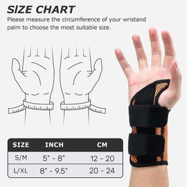 ABYON Carpal Tunnel Wrist Support, Wrist Bandage with Splint Stabiliser Day Use for Left or Right Hand Tendonitis, Sprains (Black, Left S/M)