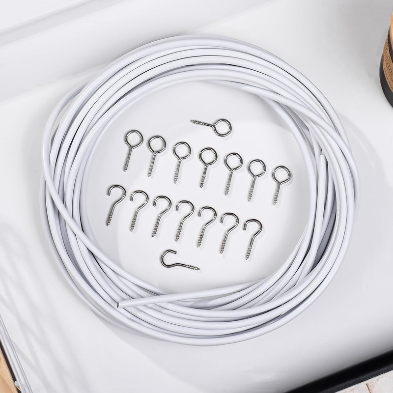 Welidoyaa Net Curtain Wire and Hooks Set 4M Curtain wire