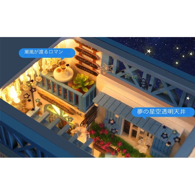 3D Puzzle Miniature House Kit Bookend Bookend LED Bookshelf Decoration