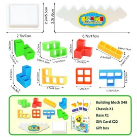 TOPZFL 48-Blocks Tetra Tower Game, Tetris Tower Balance Game, Decompression Balance Building Blocks, Tetris Balance Toy, Blocks Stacking Game Set, Building Blocks Balance Game for Boys and Girls from