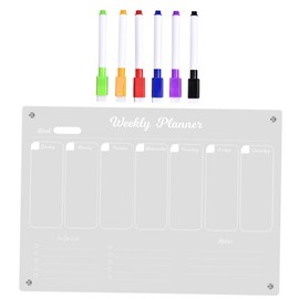 OHPHCALL 1set Magnetic Weekly Planner Board Acrylic Dry Erase Refrigerator Organizer for Meal Planning Family Schedules and Reminders Includes Markers and Eraser for Home and Office Use