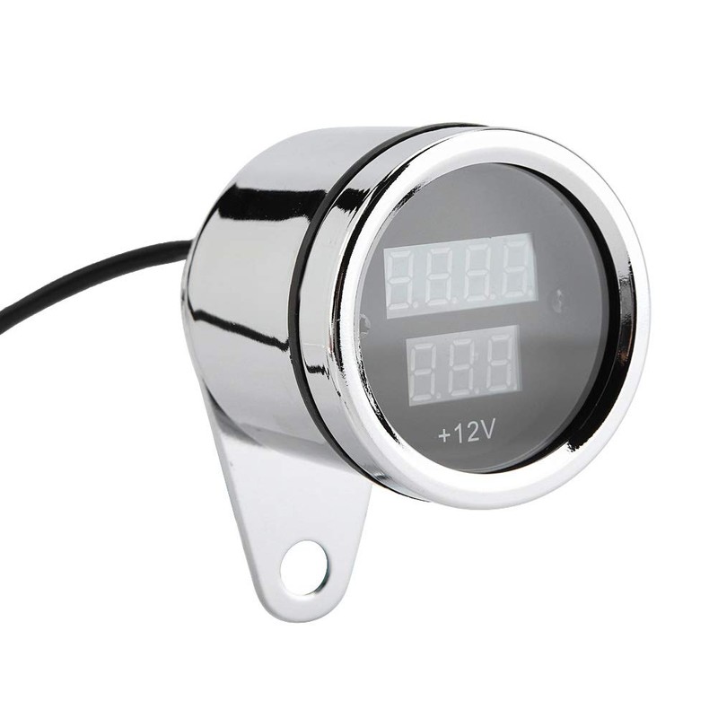 BOROCO 2 in 1 Motorcycle LED Digital Voltmeter Tachometer Meter