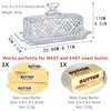 Crystal Covered Butter Dish,8inch Classic Glass 2-Piece Design Butter Keeper