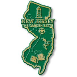 New Jersey Small State Magnet by Classic Magnets, 1.3" x 2.9", Collectible 3D Rubber Vintage-Style Souvenirs and Gifts Made in The USA
