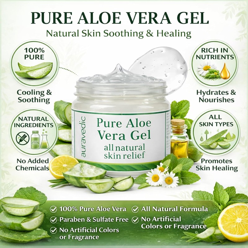 Auravedic Pure Natural Aloe Vera Gel, 100g