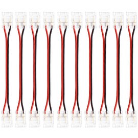 LightingWill LED Strip Connectors 2Pin 10mm, 10 PCS Jumper LED Connectors Transparent Solderless, LED Tape Light Connector 2 Conductor for COB/SMD 5050 Single Color LED Strips