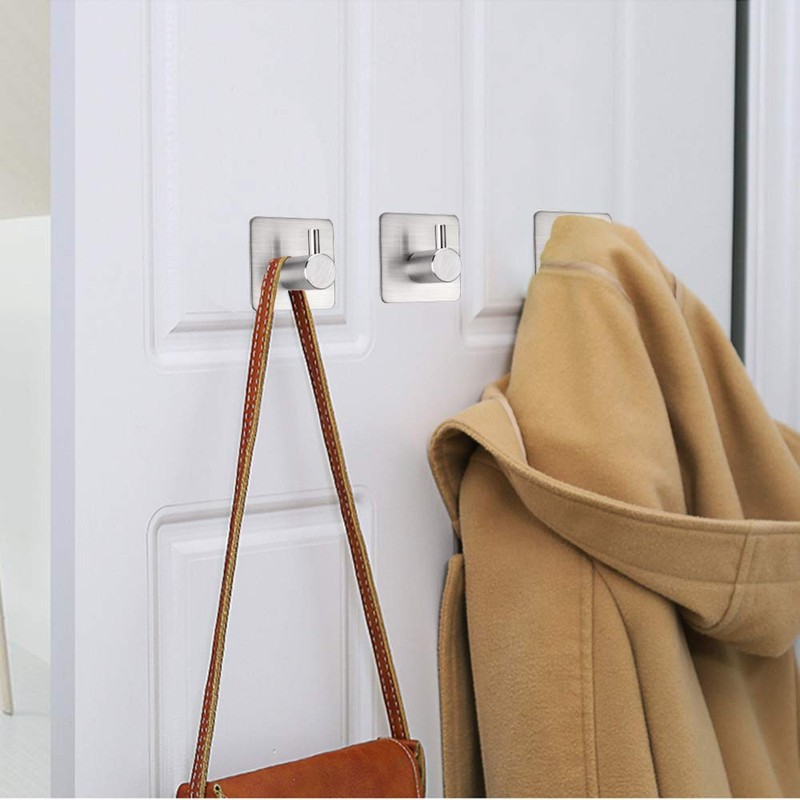 Fotosnow Adhesive Towel Hooks Heavy Duty Wall Hooks Waterproof Stainless