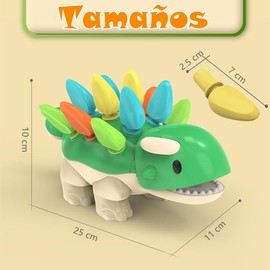 Juguetes Sensoriales de Dinosaurios, Juguetes Didacticos Montessori Dinosaurio, Juguete de Habilidades Motoras Finas, Juegos Educativos para Aprender Matemáticas y Clasificación de Colores de 3+ Años