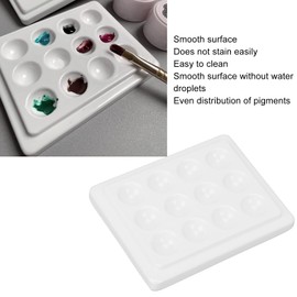Ceramic Paint Palettes Watercolor Paint Palette Reusable White Smooth Dustproof Practical with Indoor Cover for Adults