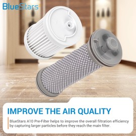 BlueStars 3 Packs A10 Filter Replacement Kit - Fits Tineco A10 A11 Hero, A10 A11 Master PURE ONE S11, PWRHERO11 Snap Cordless Vacuum Cleaners - Includes 2 Pre-filters, 1 HEPA Filter & 1 Brush