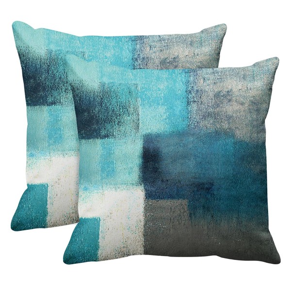 Emvency Set of 2 Turquoise White and Gray Throw Pillow