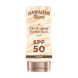 Hawaiian Tropic | Hydrating Protection Sunscreen Sun Protection Lotion SPF 50 UVA + UVB Protection, 180 ml, 12-Hour Moisturiser with Cocoa and Shea Butter, Waterproof, Vegan