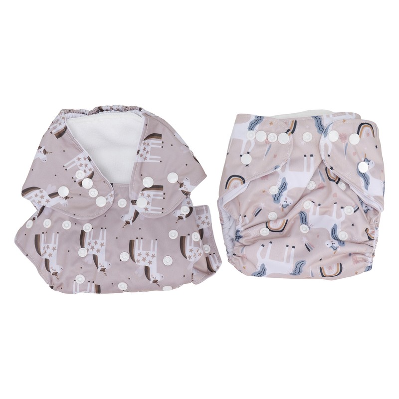 2pcs Baby Cloth Diapers Reusable Washable One Size Adjustable Stretchy