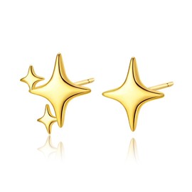 Post earrings for women, Star stud earrings, Boho stud earrings for women, Four pointed star earrings