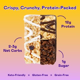 MAGIC SPOON Treats - High Protein Bars, Low Carb, Keto Friendly, 1g of Sugar, Gluten Free, Crispy Treat Cereal Bar, On-The-Go Healthy Snack (1 of each Marshmallow, Chocolate PB, Blueberry Muffin, Double Chocolate, Smores, Salted Caramel)