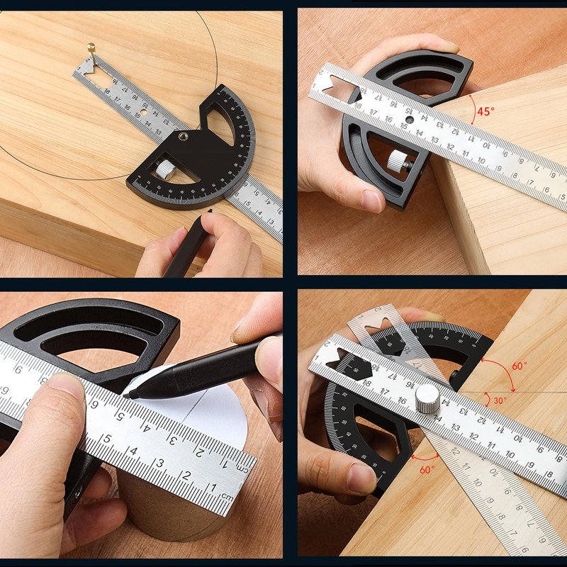 Protractor Angle Finder Carpenter Square Adjustable Aluminum Protractor Square and