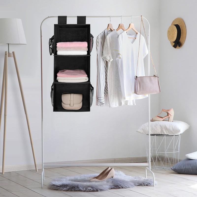 MAX Houser 3-Shelf Hanging Closet Organizer, Hanging Sweater Organizer, Foldable