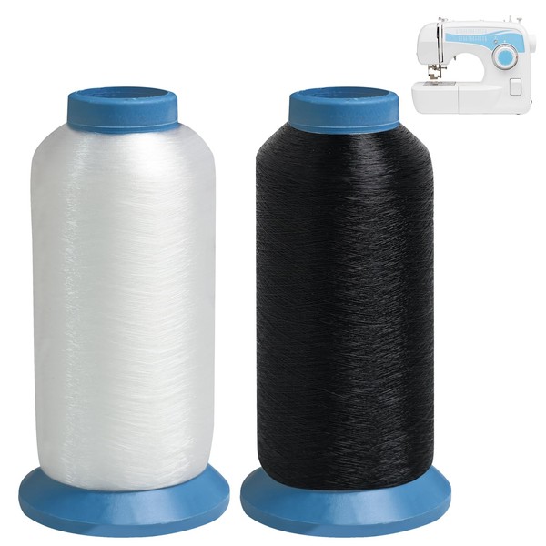 Set of 2 (Black + White) 5000 m Embroidery Thread