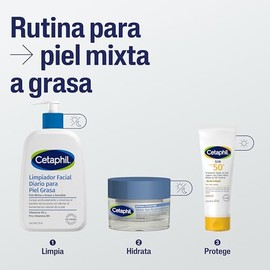 Cetaphil Gel Limpiador Facial Diario Para Piel Grasa y Mixta 236 ml  Limpia sin resecar, reduce brillo, exceso de grasa y poros, preserva barrera...  