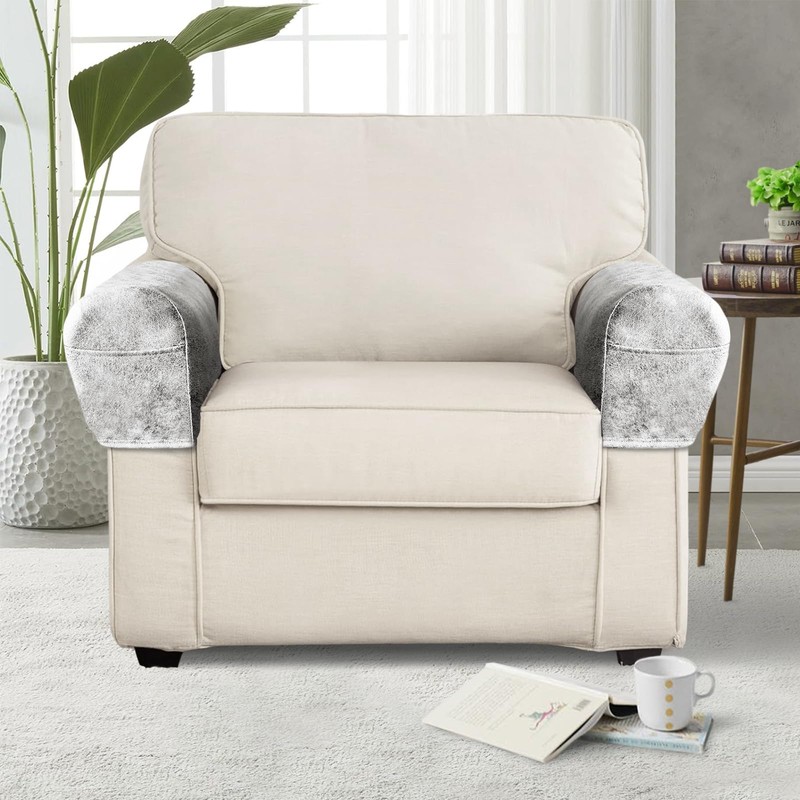 PU Leather Armrest Covers for Sofa Couch Arm Slipcover Set
