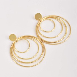 Doubnine Large Circle Hoop Earrings Metallic Gold Drop Dangle Retro Round Hoops Earrings Wedding Bridal Jewelry for Women
