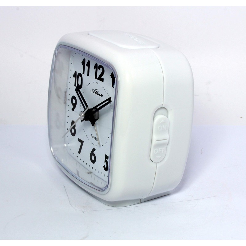 Atlanta 1978-0 Alarm Clock without Ticking with Light Analogue White