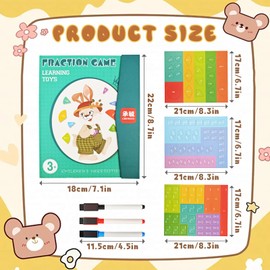GOTFUN Magnetic Fraction Educational Puzzle, Magnetic Fraction Puzzle Set for Children, Magnetic Score Disk Demonstrator, Montessori Magnetic Book for Children With 3 magnetic erasable colored markers