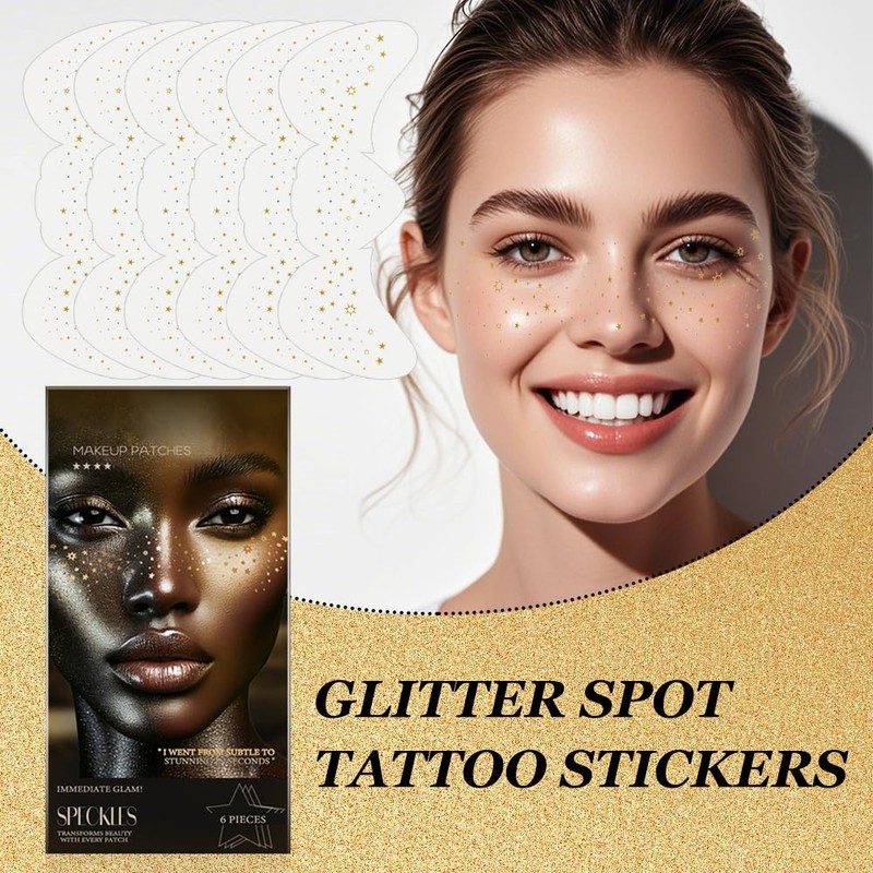 HASAIKA® Glitter Freckles Face Tattoo, Pack of 6 Glitter Makeup