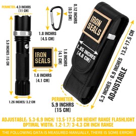 IronSeals 2 Pack Flashlight Holster Pouch Holder Flash Light Belt Pouch Carrying Case for 5"-7" Flashlight with Stretch Side Band