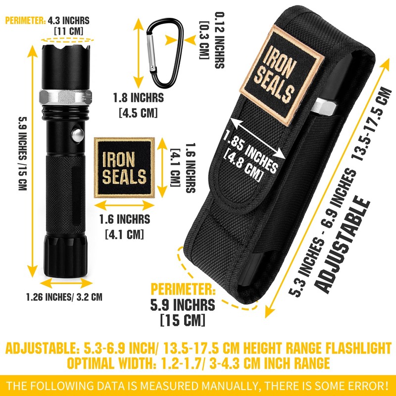 IronSeals 2 Pack Flashlight Holster Pouch Holder Flash Light Belt