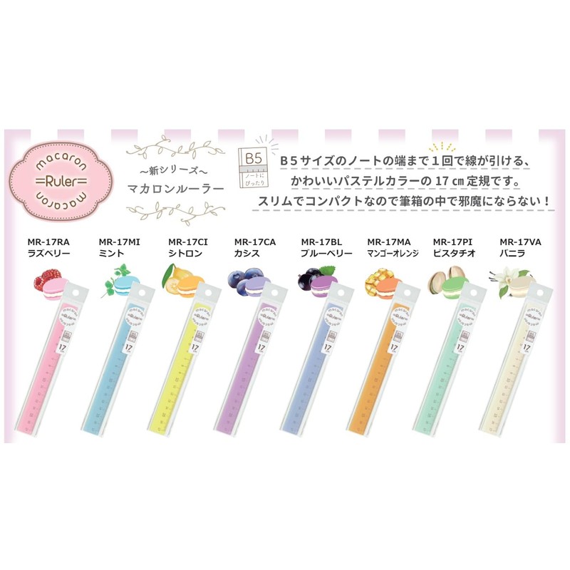 Nishi Takashi Macaron Series Ruler Set, 3 Types, Pistachio MR-TPPI