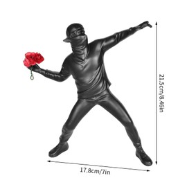 Banksy Statue Banksy Figure Sculpture The Flower Launcher, Modern Abstract Art Sculptures Decoration Black Street Art for Home Office Living Room Collecting Art Decorations