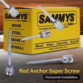 Everflow 8023925-25 3/8" Screw Sidewinder Designed for Wood, Rod Hanger, Installs Horizontally, Steel with Zinc Plated, 1/4 x 3" Screw Length (25 Pack)